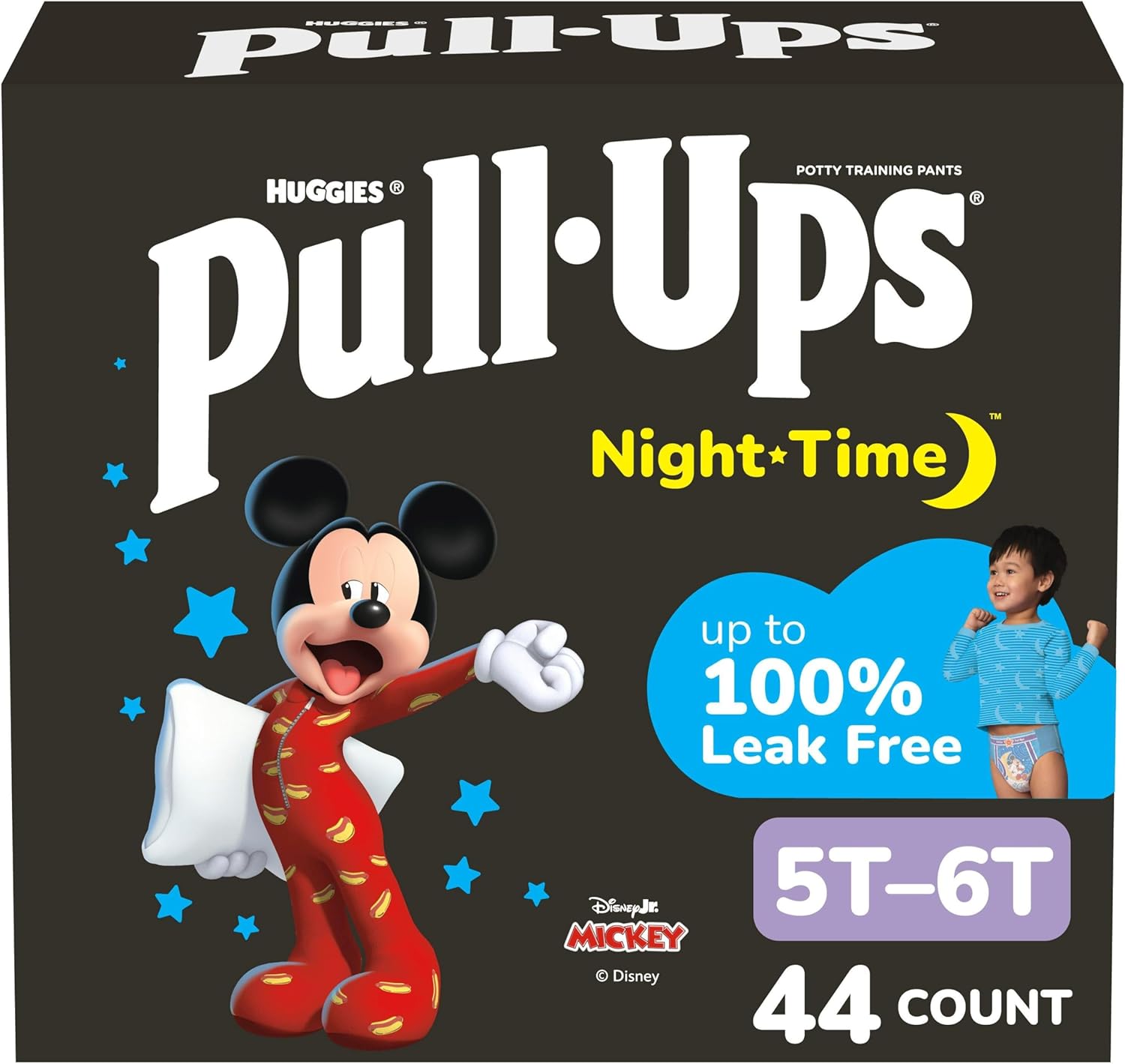 Pull-Ups Boys' Night-Time Potty Training Pants, Size 5T-6T Overnight Training Underwear (46-60