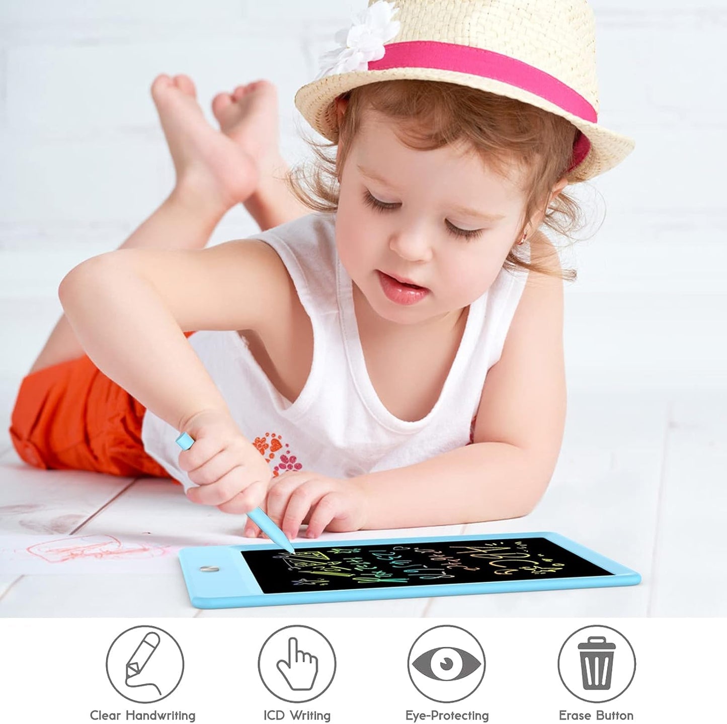 ORSEN 10 Inch LCD Doodle Board Writing Tablet for Kids - Colorful Drawing Pad and Educational Toy