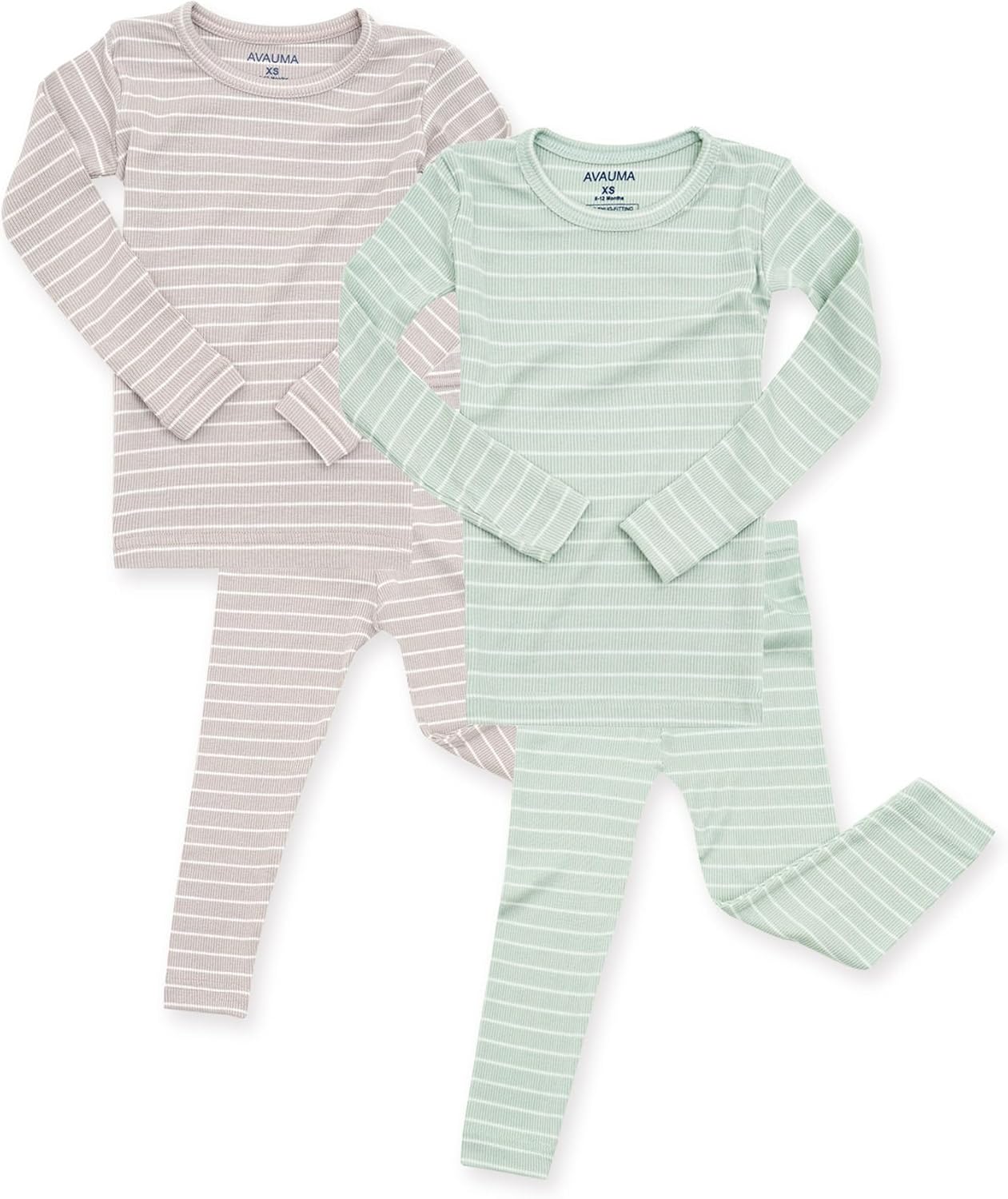 AVAUMA Stripe Pattern Baby Boys Girls Pajama Set Kids Toddler Snug fit Ribbed Sleepwear pjs for