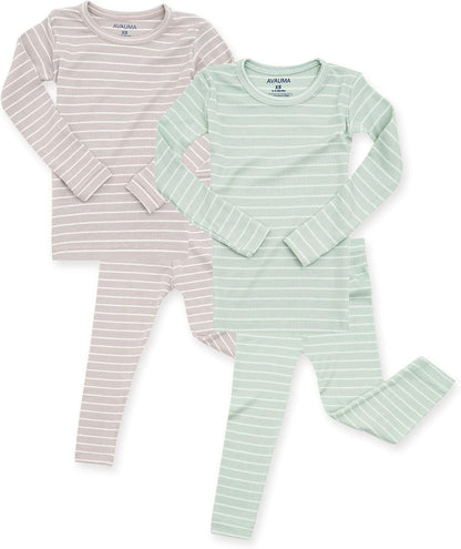 AVAUMA Stripe Pattern Baby Boys Girls Pajama Set Kids Toddler Snug fit Ribbed Sleepwear pjs for