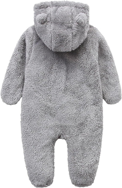Newborn Baby Snowsuit Fleece Lined Onesie Outfits Warm Hooded Romper for Infant