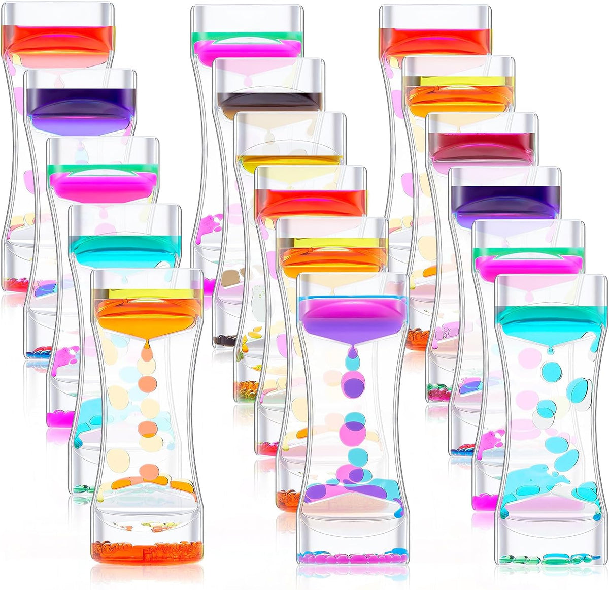 18 Pcs Liquid Motion Bubbler Timer Sensory Toys Colorful Hourglass Desktop Fidget Calming Toys for