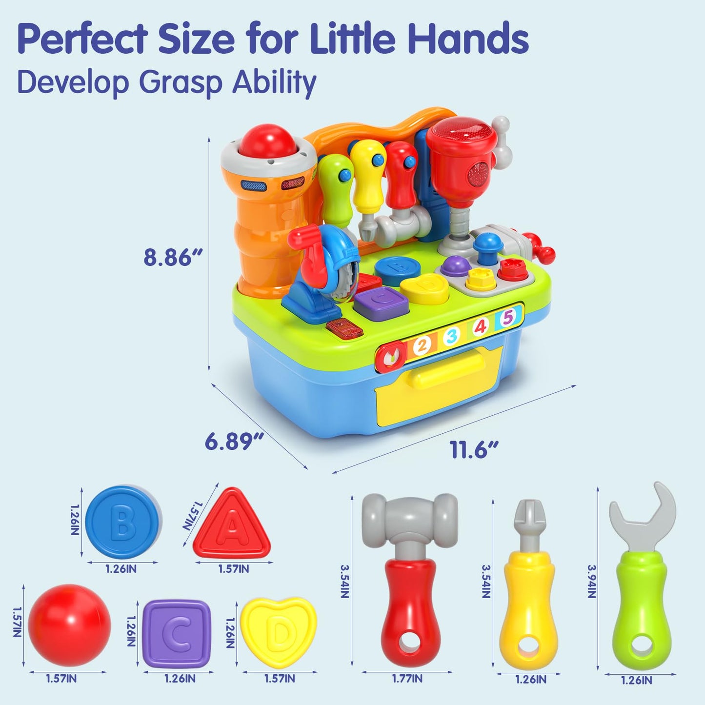 SunnyPal Toys for 1 Year Old Boy Birthday Gift, 9 in 1 Multifunction Music Workbench Learning Toy