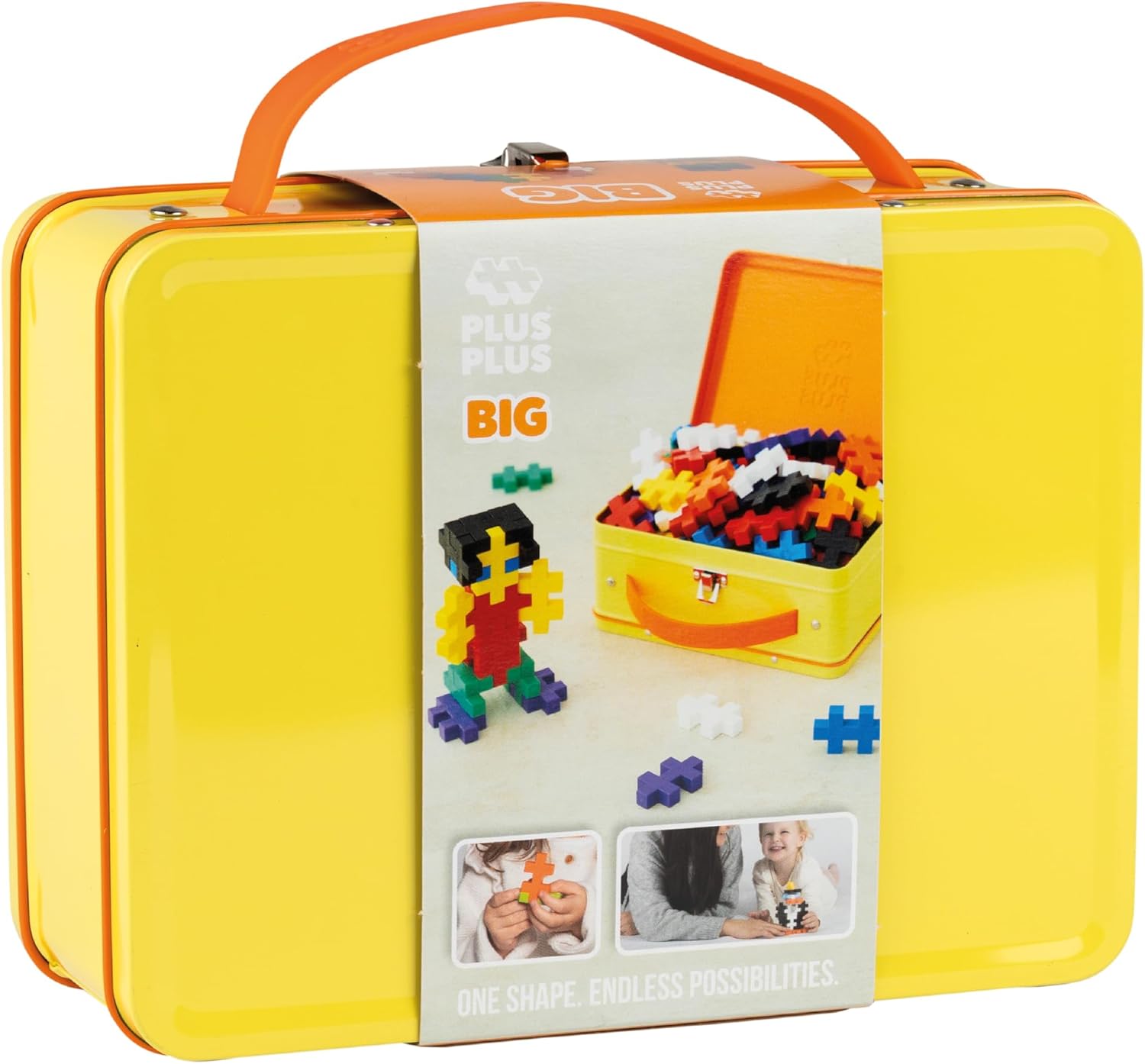 PLUS PLUS Building Set with Metal Suitcase, Open Ended Stem Toy for Toddlers and Preschool, 70 Big