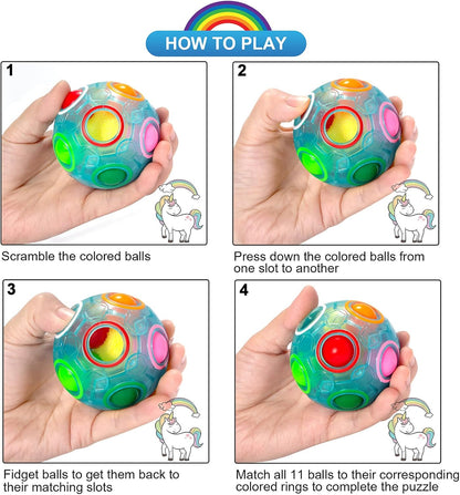 Vdealen Magic Rainbow Puzzle Ball, Fidget Ball Puzzle Brain Teaser Fidget Toy for Boys & Girls