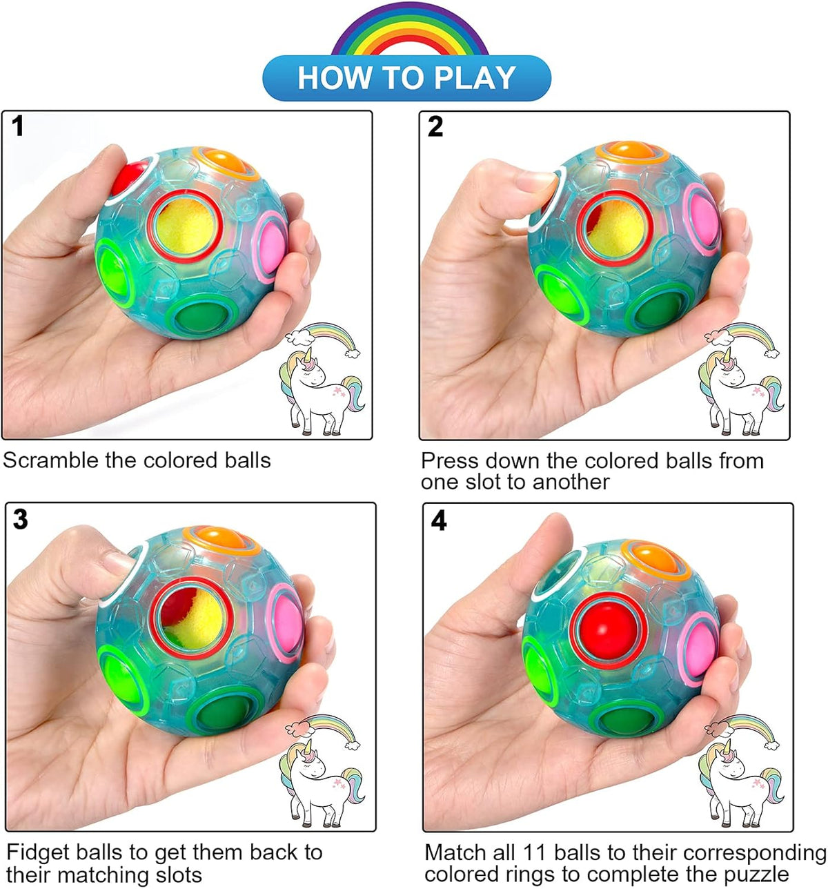 Vdealen Magic Rainbow Puzzle Ball, Fidget Ball Puzzle Brain Teaser Fidget Toy for Boys & Girls