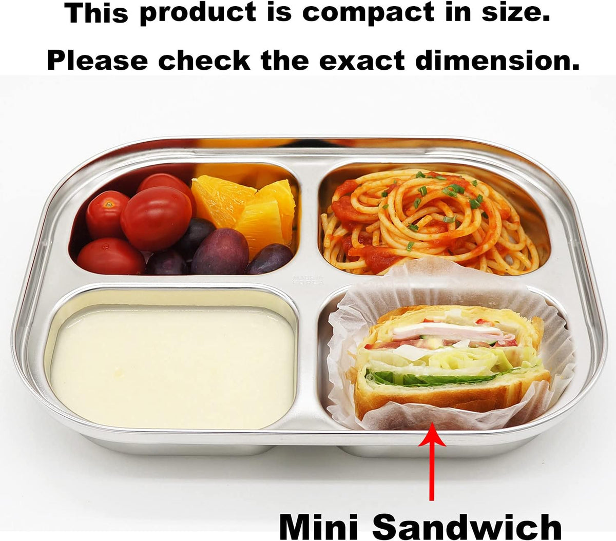 Korean Stainless Steel Divided Plates by KS&E, Little Kids Toddlers Babies Tray, BPA Free, Diet