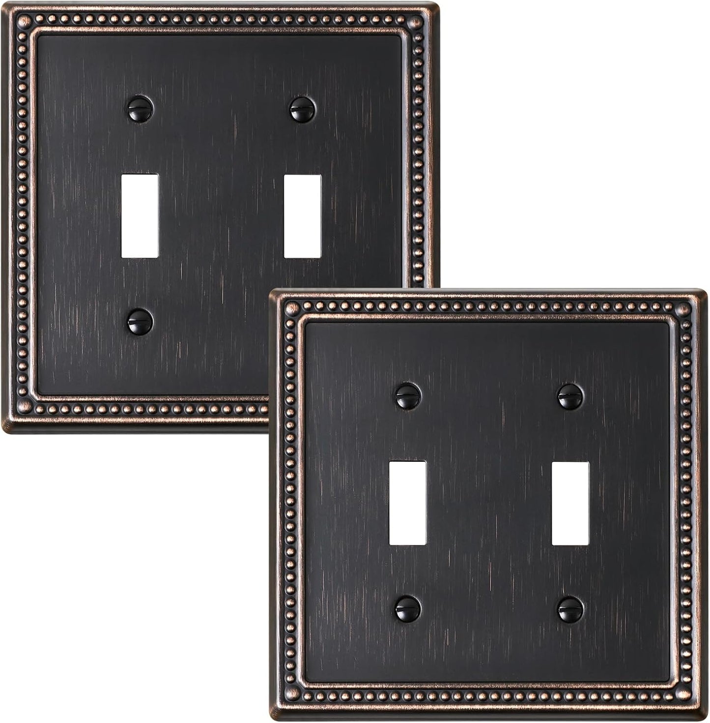 2-Pack Double Toggle Light Switch Cover Plate, Pearls Decorative Dual Switch Plate Covers, Aged