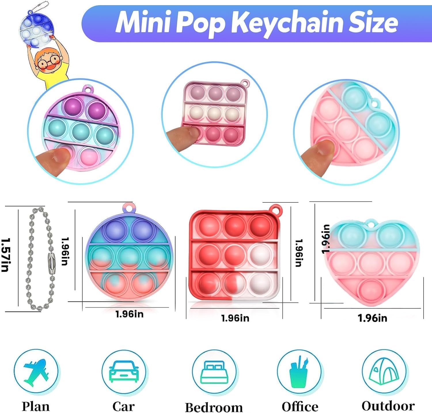 100pcs 2in Random Pop Bubble Fidget Sensory Toys, Pop Toy Bulk for Party Favor, Classroom Student