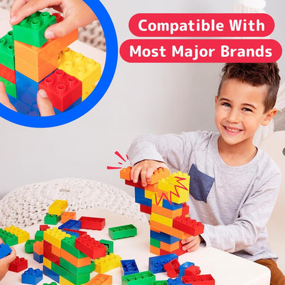 PREXTEX Building Blocks for Toddlers - 300 Jumbo Building Bricks with Carrying Box for Easy Storage
