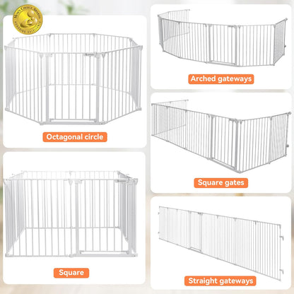 COMOMY 198" Baby Gate Extra Wide, Dog Gate Pet Gate for House Stairs Doorways Fireplace, Adjustable