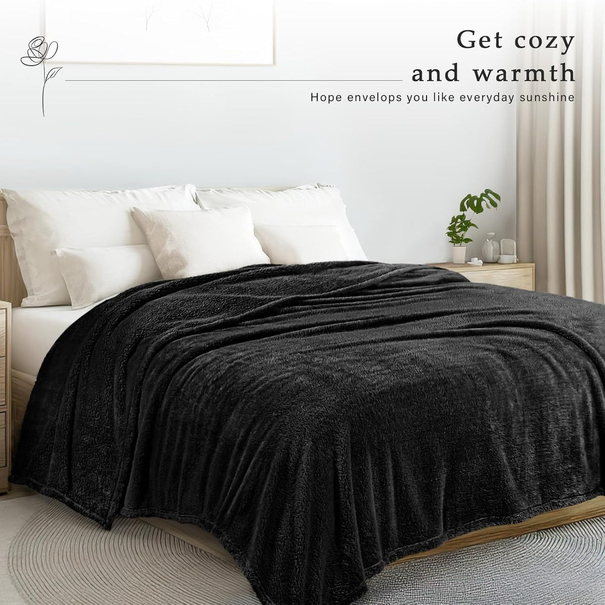 Exclusivo Mezcla Queen Size Flannel Fleece Blanket, Super Soft Velvet Plush Bed Blanket, Fuzzy Cozy