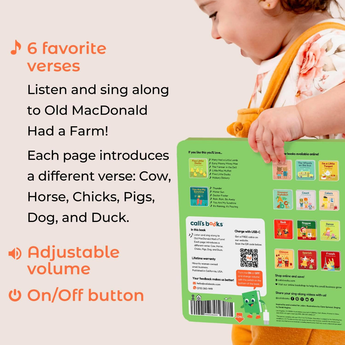 Cali's Books Old Macdonald Had a Farm | Interactive Books for 1 Year Old, Books for 2 Year Olds