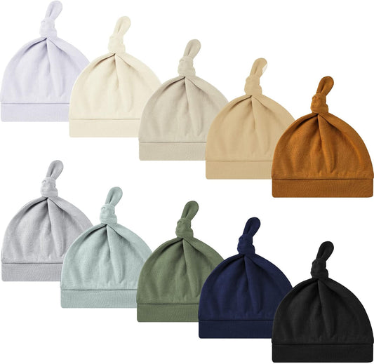 10 Pcs Baby Newborn Hats Set Stretchy Knot Beanie Hats for Boy Girl Baby Cute Cap Infant Beanies