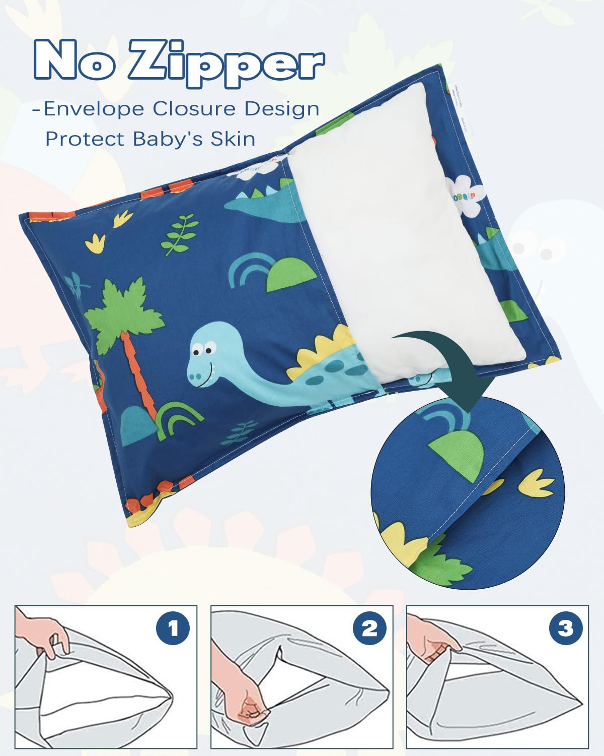 ALVABABY Toddler Pillowcases 2 Pack Organic Cotton Kids Pillow Cover Fit 13"x 18" or 12"x16"