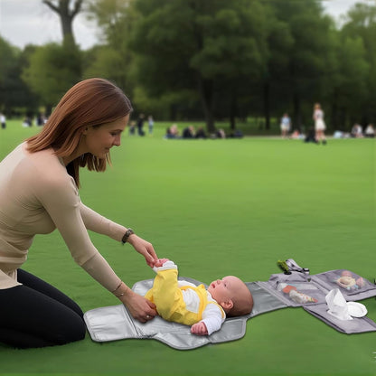 Portable Baby Diaper Changing Pad with Wipe Dispenser and Waste Bag Dispenser Detachable Diaper