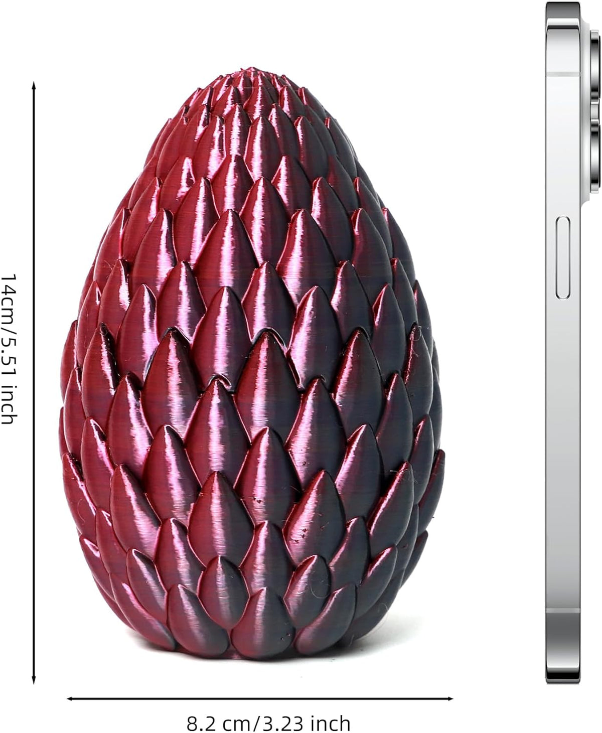3D Printed Flying Dragon in Egg - Black Mix Red - Surprise Egg with Flexible Winged Dragon Inside