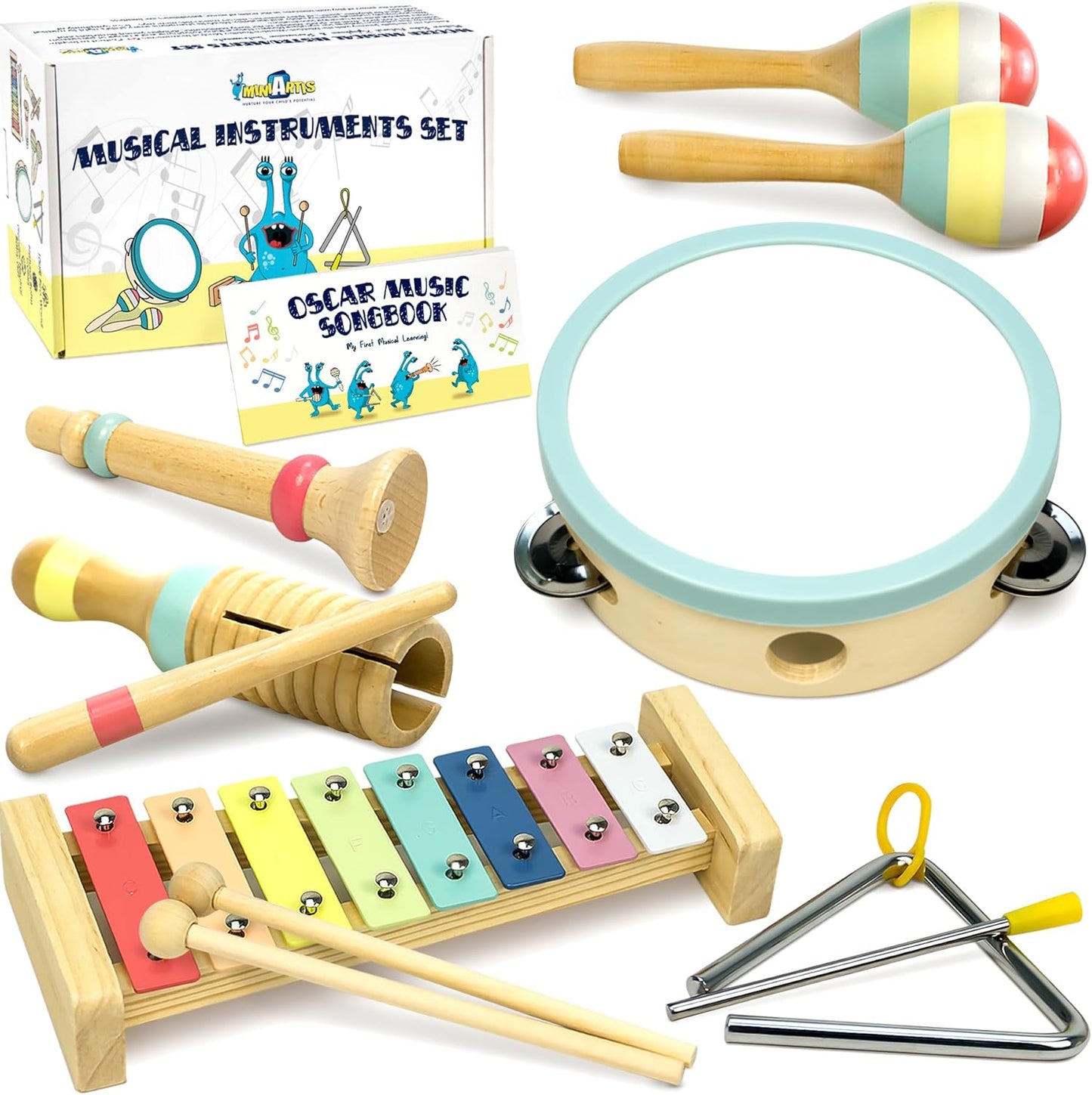 MINIARTIS Baby Musical Instruments Set - Montessori Musical Toys for Toddlers 1-3 | Modern Boho