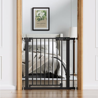 BABELIO Baby Gate for Doorways and Stairs, 31-36" Pet Gate with Wide Walk Thru Door and Lock