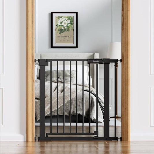 BABELIO Baby Gate for Doorways and Stairs, 31-36" Pet Gate with Wide Walk Thru Door and Lock