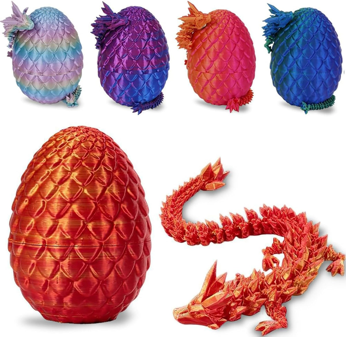 Cessfle 3D Printed Dragon in Egg, Crystal Dragon Eggs with Dragon Inside, Full Articulated Dragon