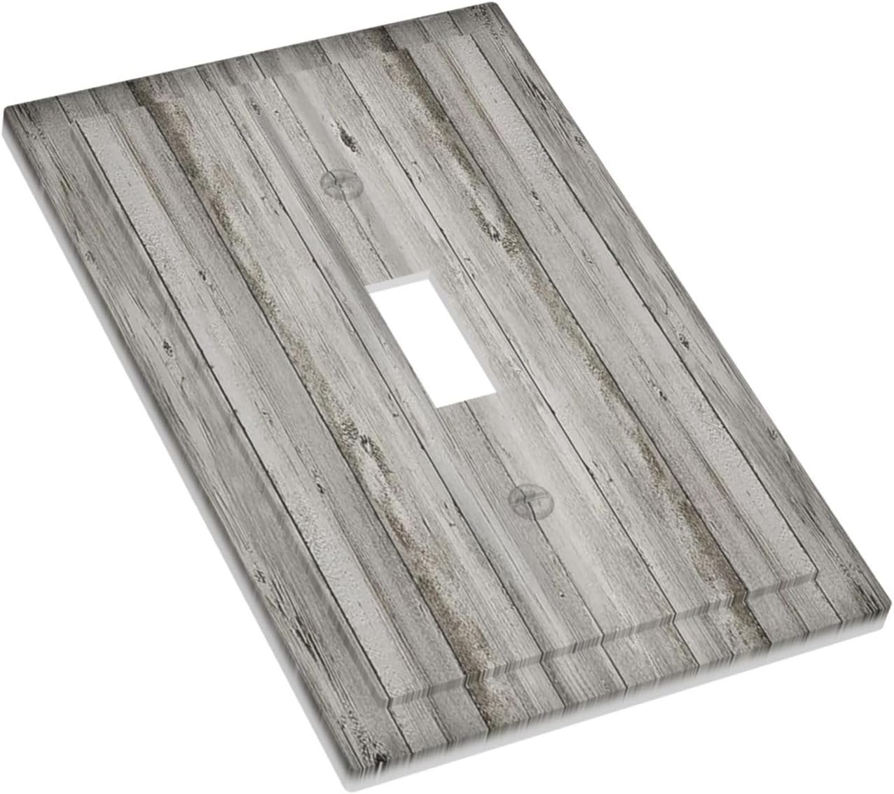 Decorative Light Switch Cover Farmhouse Rustic Grey Barn Door Wood 1 Gang Single Toggle Device