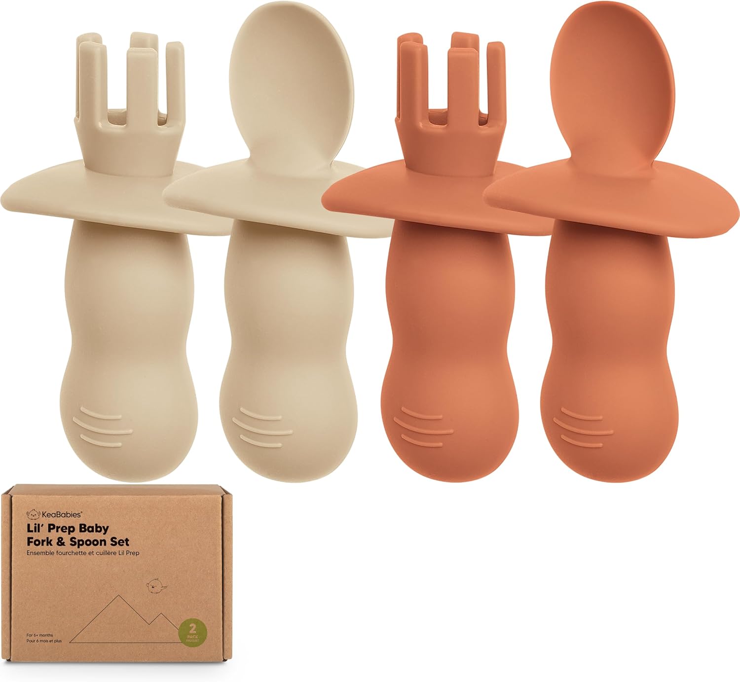 KeaBabies 4-Pack Silicone Baby Spoons and Forks Set - Baby Led Weaning Utensils 6-12 Months, Self