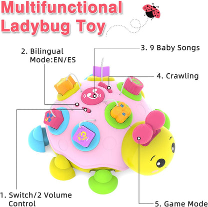 Baby Crawling Toys 6-12 Months,Musical Ladybug Crawling Toy for Infants 0-3-6 7 8 9 10 12-18