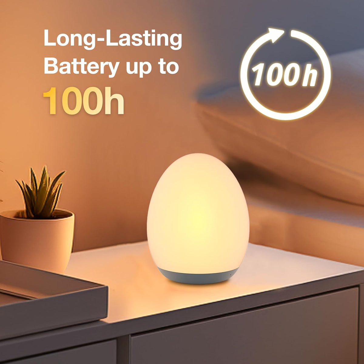 JolyWell Night Light for Kids, Baby Egg Light with 7 Colors Changing Mode & Stepless Dimming