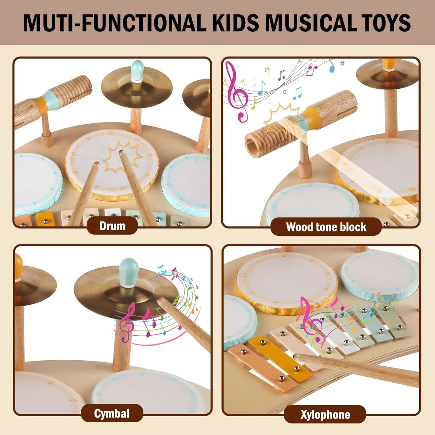 Toddlers Drum Set Toys for 1 Year Old Boy Girls,Baby Drum with Xylophone for Toddlers 1-3,Musical