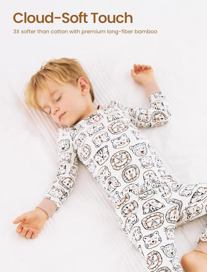 PATPAT Bamboo Viscose Pajama Set for Toddlers with Improved Tensile Strength, Snug Fit Pjs Sleeper