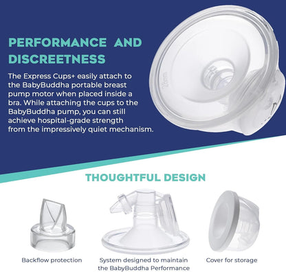 BabyBuddha Hands Free Milk Collection Cups for Breast Pump, 8 Fl Oz Each, Wearable Breastmilk