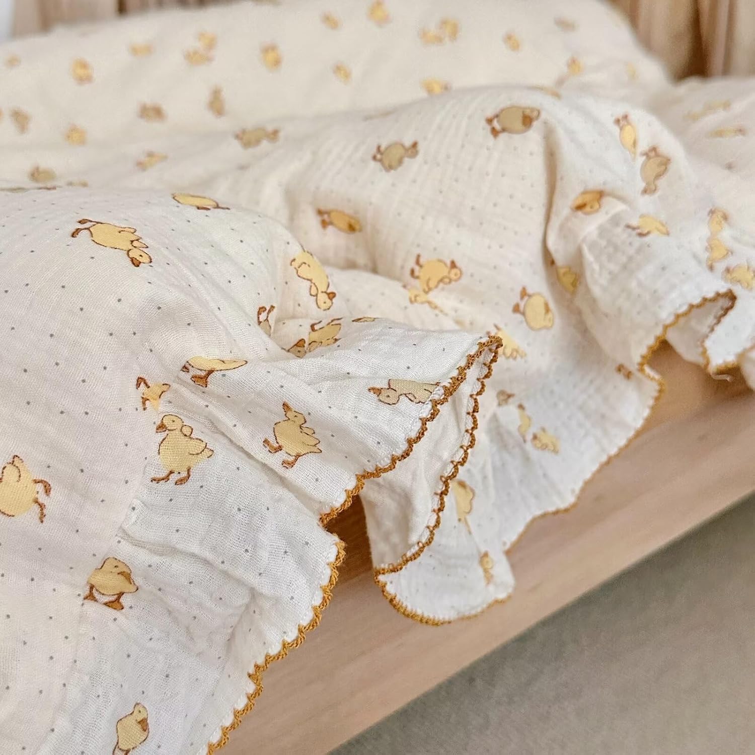 BuLuTu Cute Toddler Pillow Cases Cotton Muslin Toddler Pillowcase 1 PC, Ultra Soft Small Pillowcase