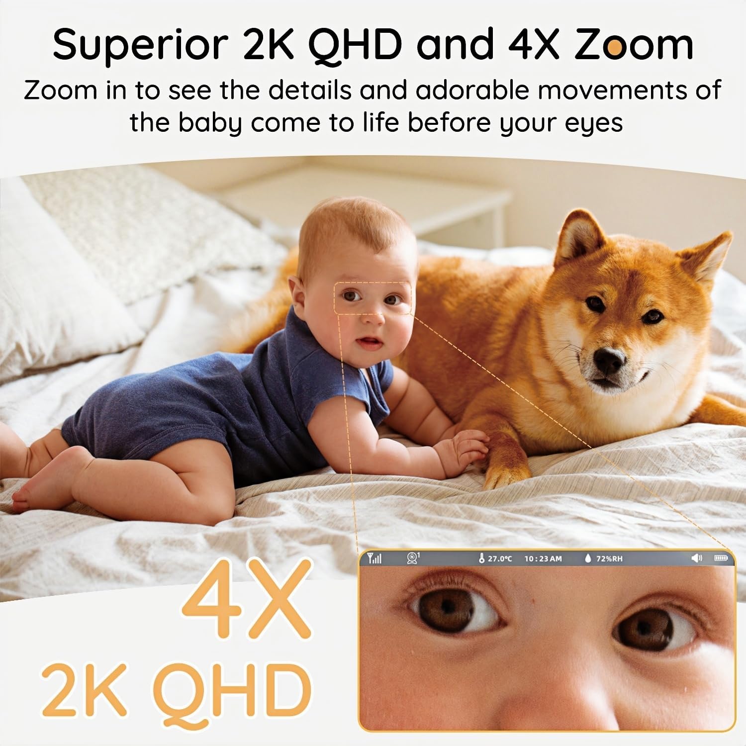 BOIFUN 2K HD 5-Inch Split-Screen, Smart WiFi Baby Monitor with Camera and Audio, Smartphone APP, AI