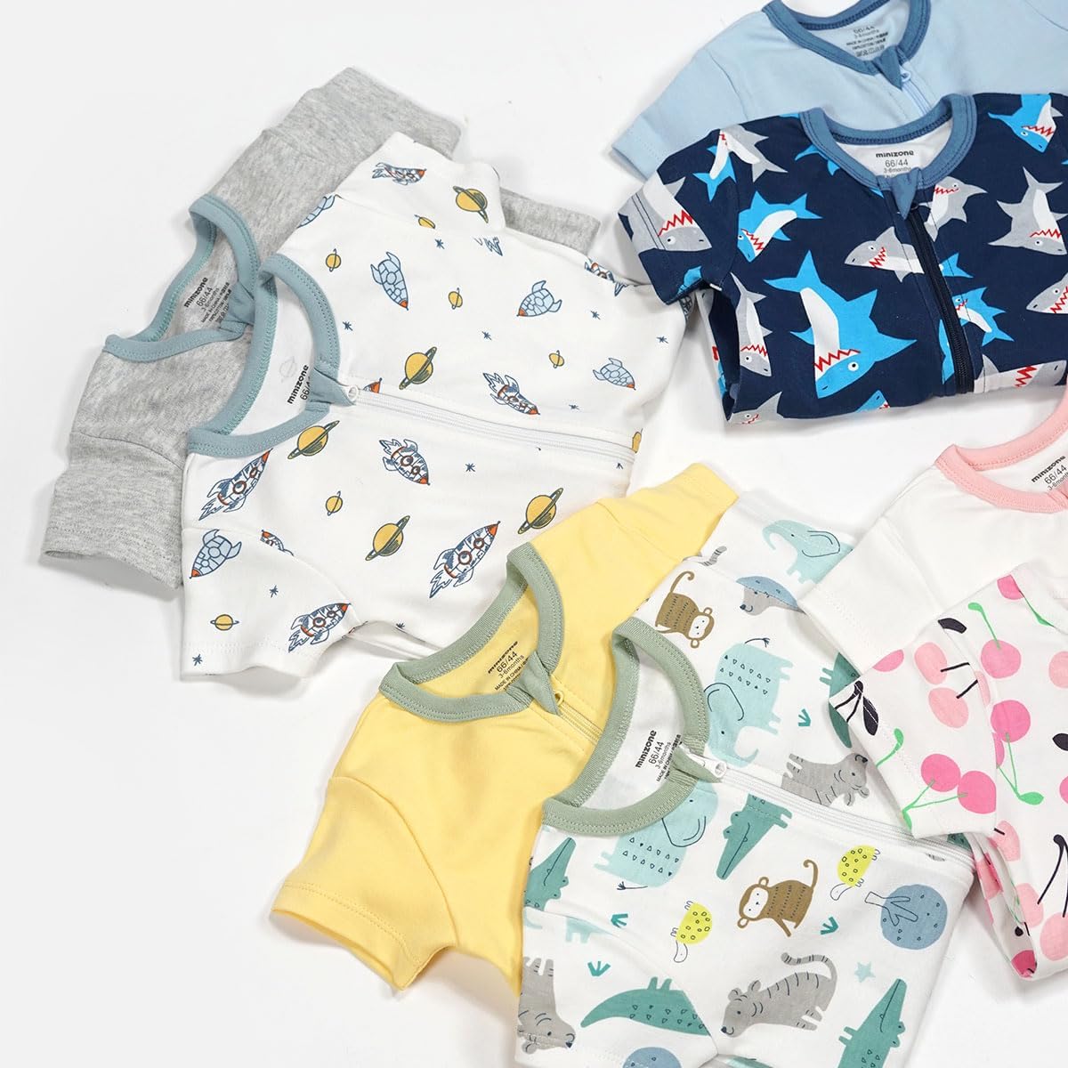Teach Leanbh Baby Boys Girls 2 Pack 2 Way Zipper Footless Pajamas Cotton Short Sleeve Printing