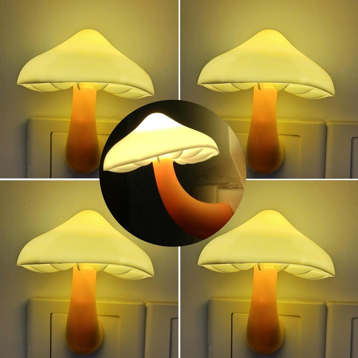 AUSAYE 5 Pack Sensor LED Night Lights Plug into Wall Lamp Mushroom Light for Adults Kids NightLight