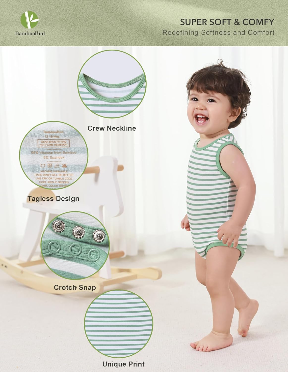 Baby Boy Girl Pajamas Toddler Infant Unisex Sleeveless Sleep Bodysuit Sleepwear Newborn Snap Snug