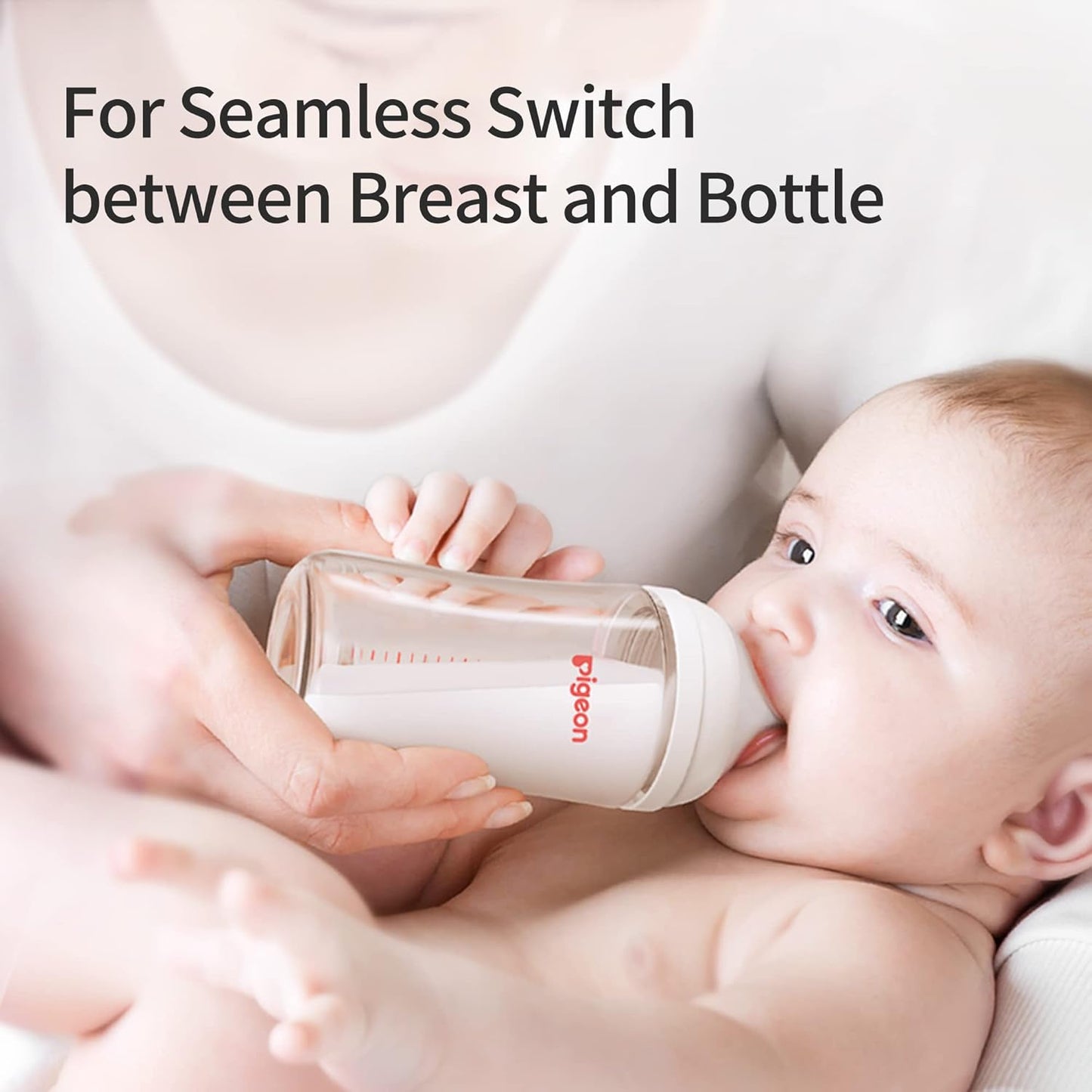 Pigeon Silicone Nipple (M) with Latch-On Line, Natural Feel, 3+ Months, 4 Counts