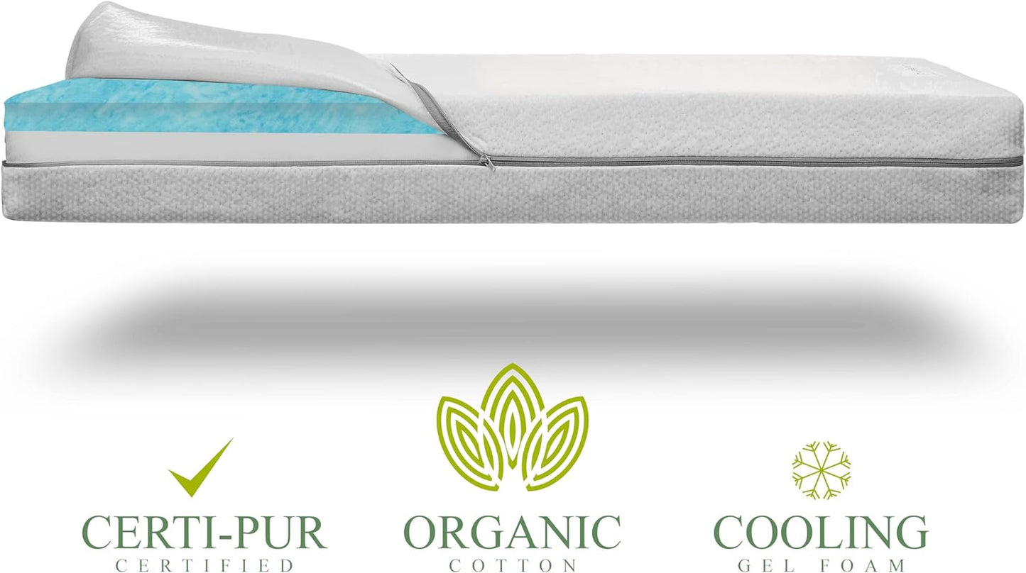 Organic Cotton Dual-Sided Crib Mattress | 2-Stage Premium Memory Foam CertiPUR-US Hypoallergenic