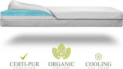 Organic Cotton Dual-Sided Crib Mattress | 2-Stage Premium Memory Foam CertiPUR-US Hypoallergenic