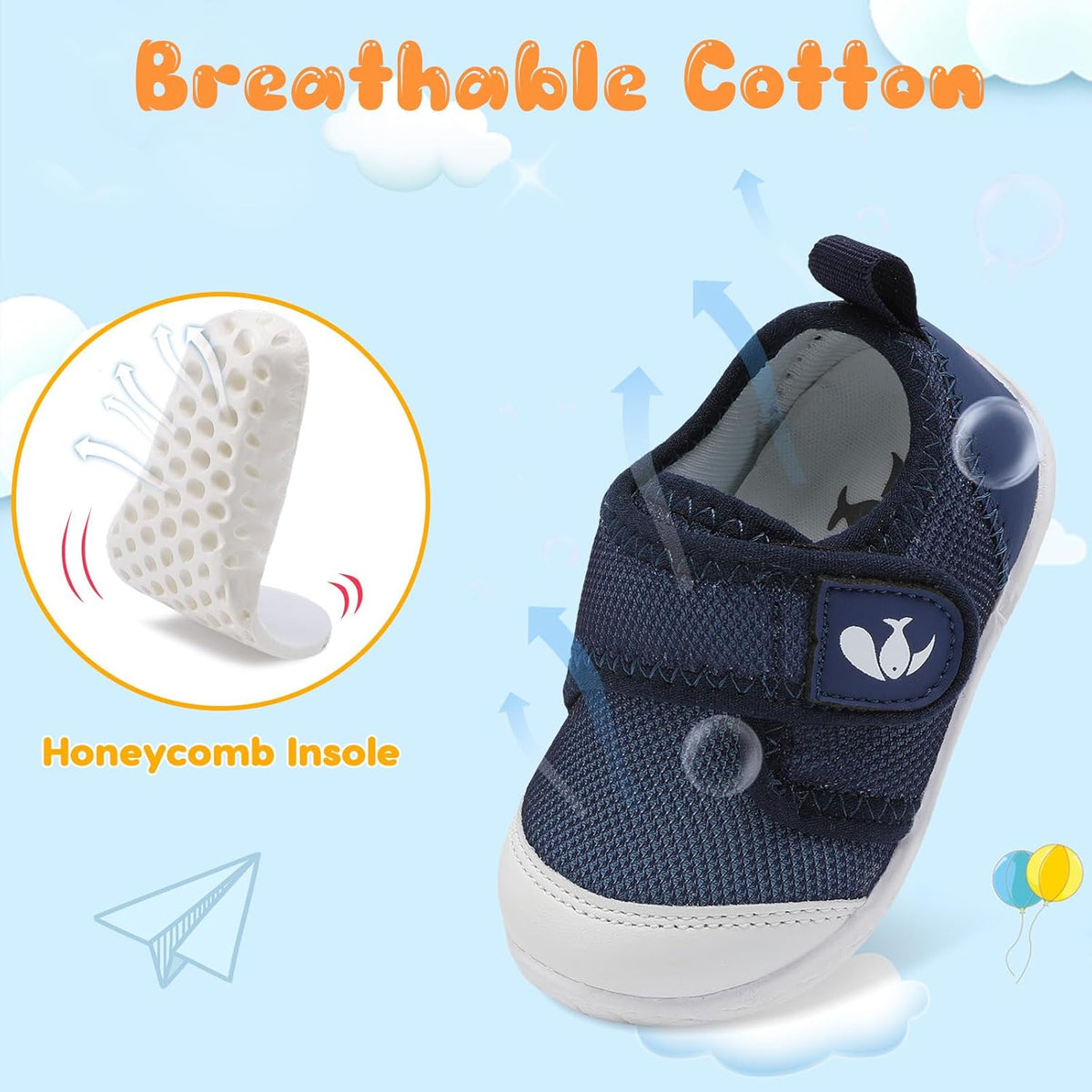 FEETCITY Baby First Walking Shoes Boys Girls Infant Sneakers Crib Shoes Breathable Lightweight Slip