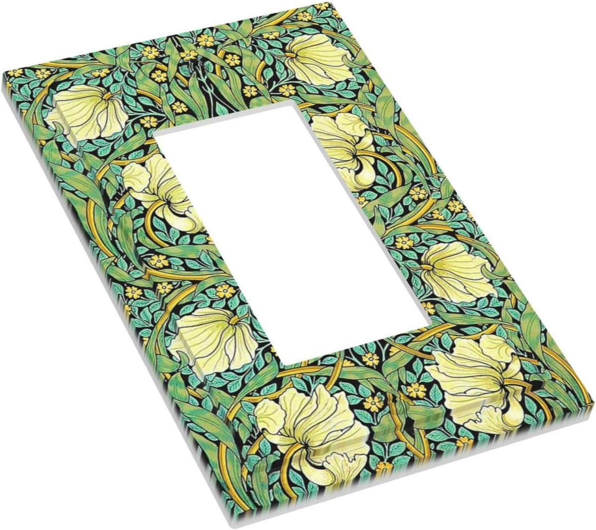 Decorative Outlet Covers William Morris Vintage Floral Yellow Flowers Green Leaf 1 Gang Single