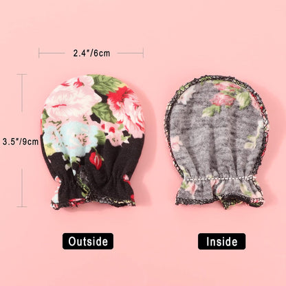 BQUBO Newborn Infant Toddler Mittens No Scratch Cotton Elastic Wrist Gloves Hypoallergenic for 0-6