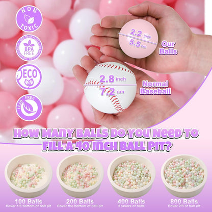 GOGOSO Ball Pit Balls 100 PCS for Toddles, Kids Plastic Balls for Ball Pit, Pool, Pink Party