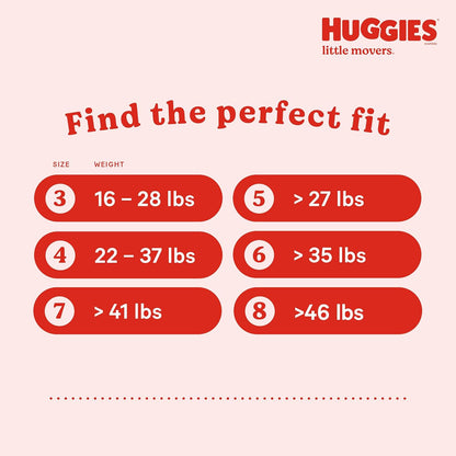 Huggies Size 8 Diapers, Little Movers Baby Diapers, Size 8 (46+ lbs), 62 Count