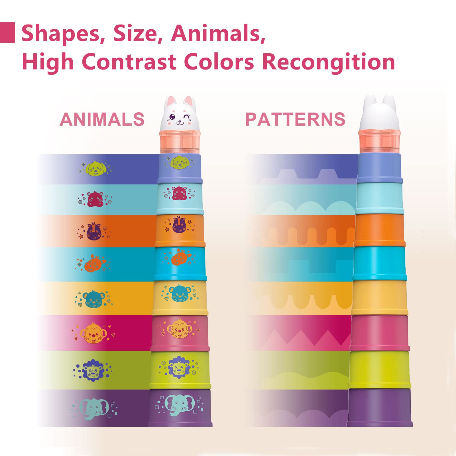 LTKFFFdp Baby Stacking Toys for Toddlers 1-3, Nesting Cups Shape Sorter for Infant 6 to 12-18