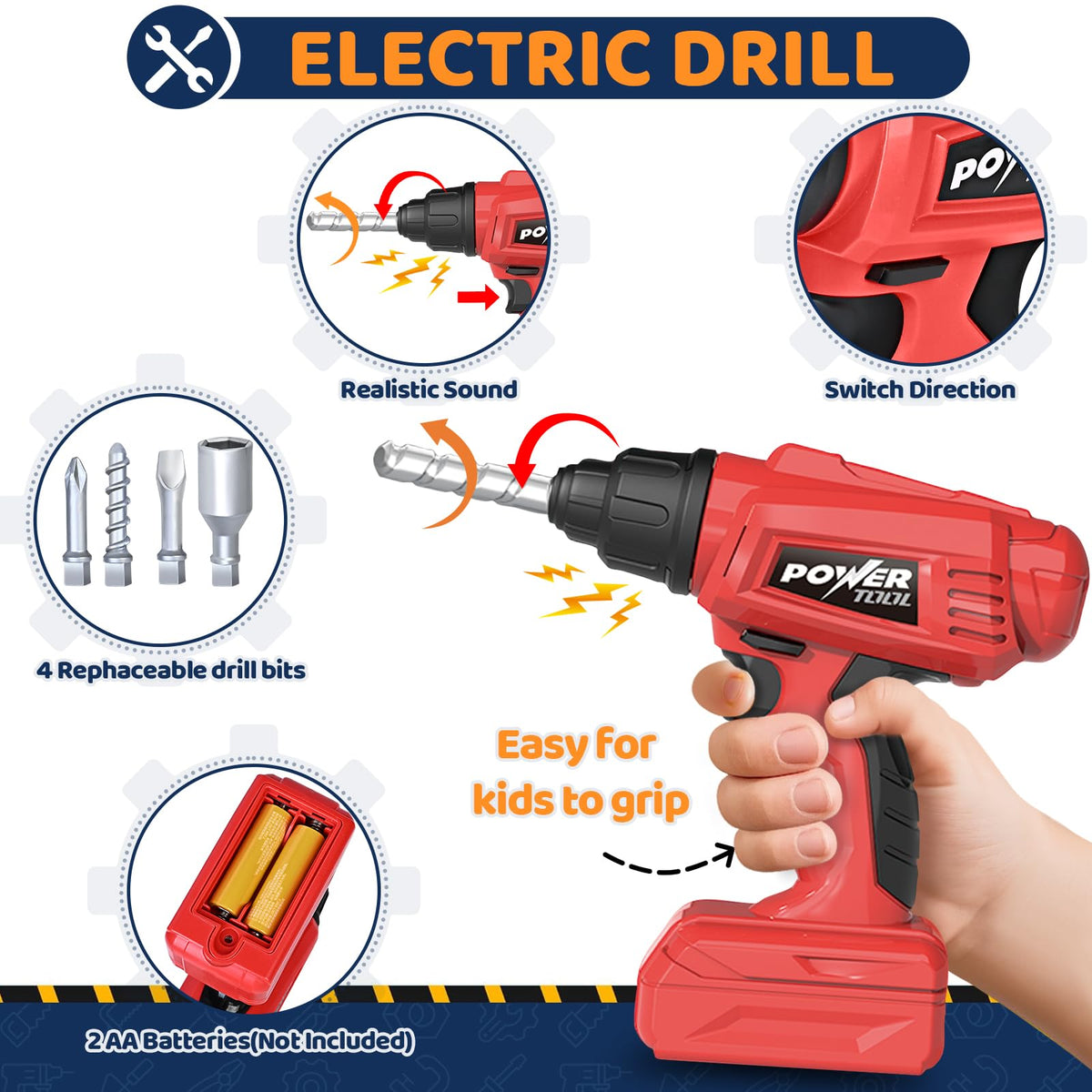 Kids Tool Bench with Electric Drill, Toddler Tool Set for Boys Ages 3-5 6-8
