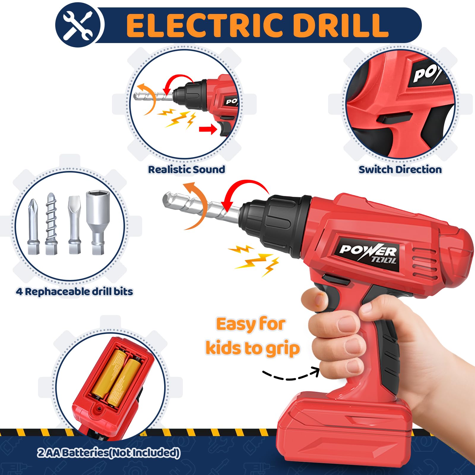 Kids Tool Bench with Electric Drill, Toddler Tool Set for Boys Ages 3-5 6-8