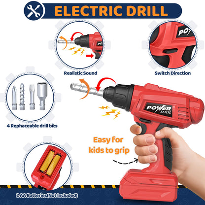 Kids Tool Bench with Electric Drill, Toddler Tool Set for Boys Ages 3-5 6-8
