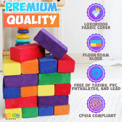 The Original Premium Plush Building Block for Kids - Certified Safe Foam Blocks in Luxuriously Soft